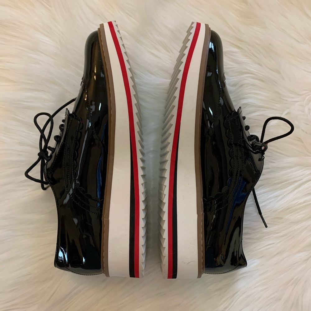 Zara Black patent leather Heart platform Size 9